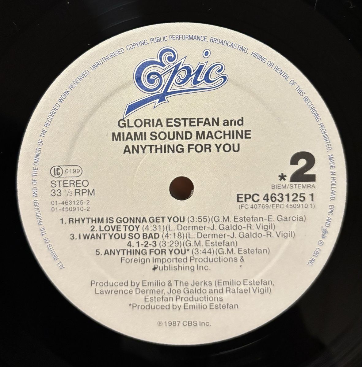 Dischi in vinile: Gloria Estefan - Anything For You LP EX/EX – Usato da Neuchâtel venduto da Deivid2 2