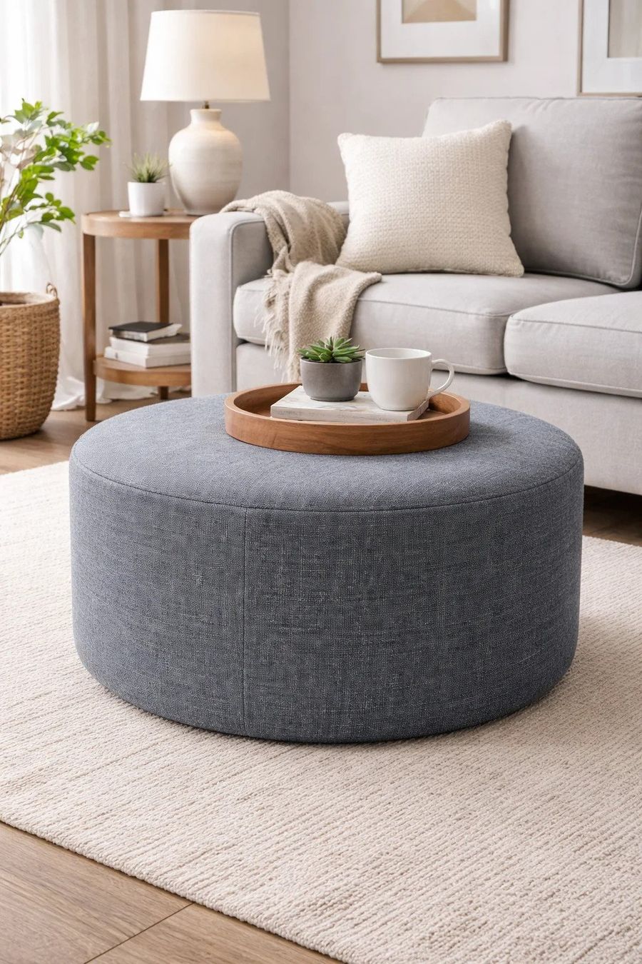 Rolf Benz Hocker: Rolf Benz Sitz-Hocker Graublau – Neu (gemäss Beschreibung) aus Winterthur von db5_yr2m 2