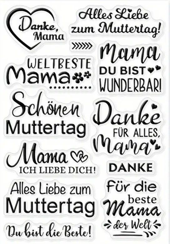 Timbri: Silikonstempel Danke Mama / Muttertag – Nuovo e nell'imballaggio originale da Kaltbrunn venduto da schere-stein-papier