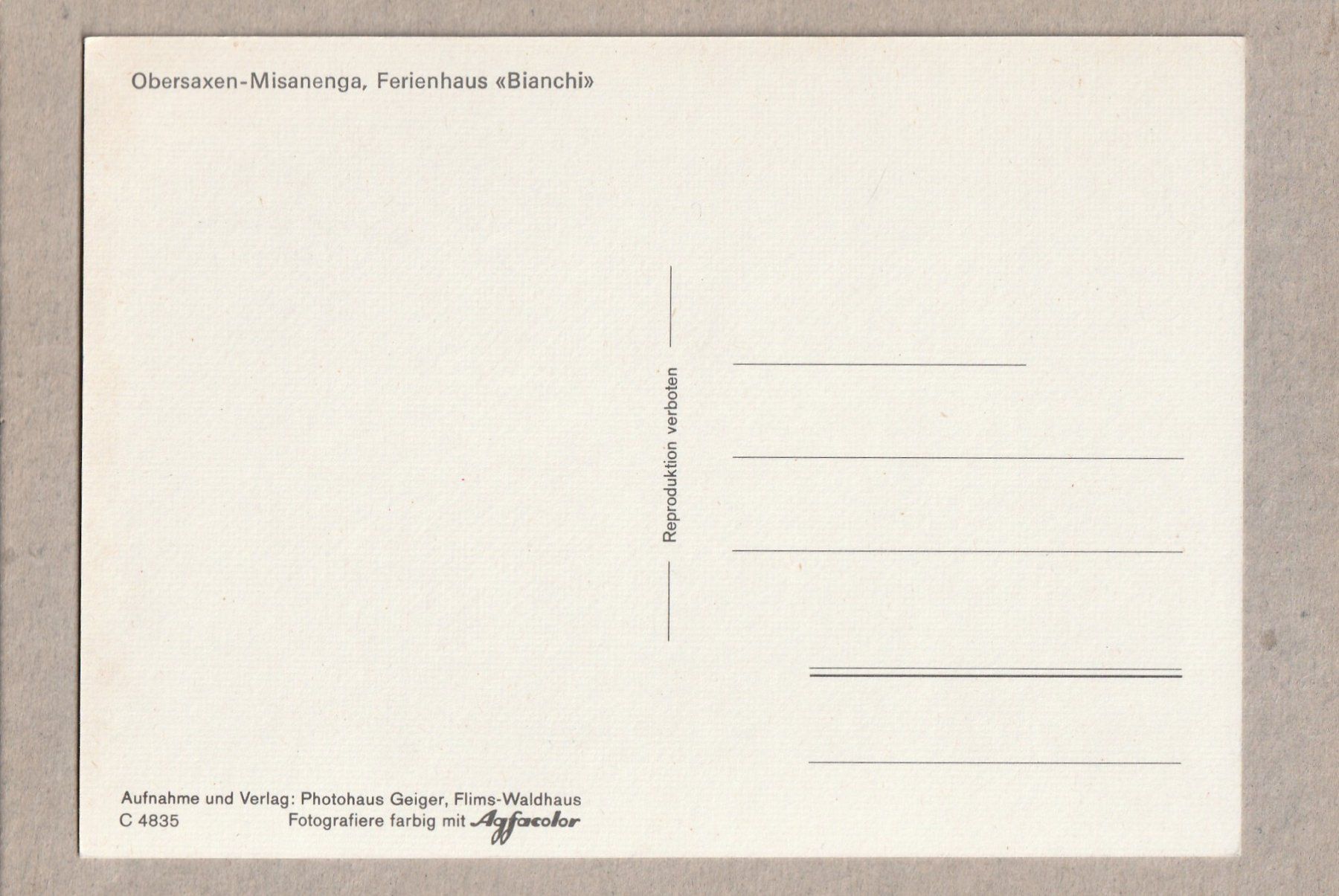 Cartoline postali: Obersaxen - Misanenga – Usato da Würenlingen venduto da wetroki 1