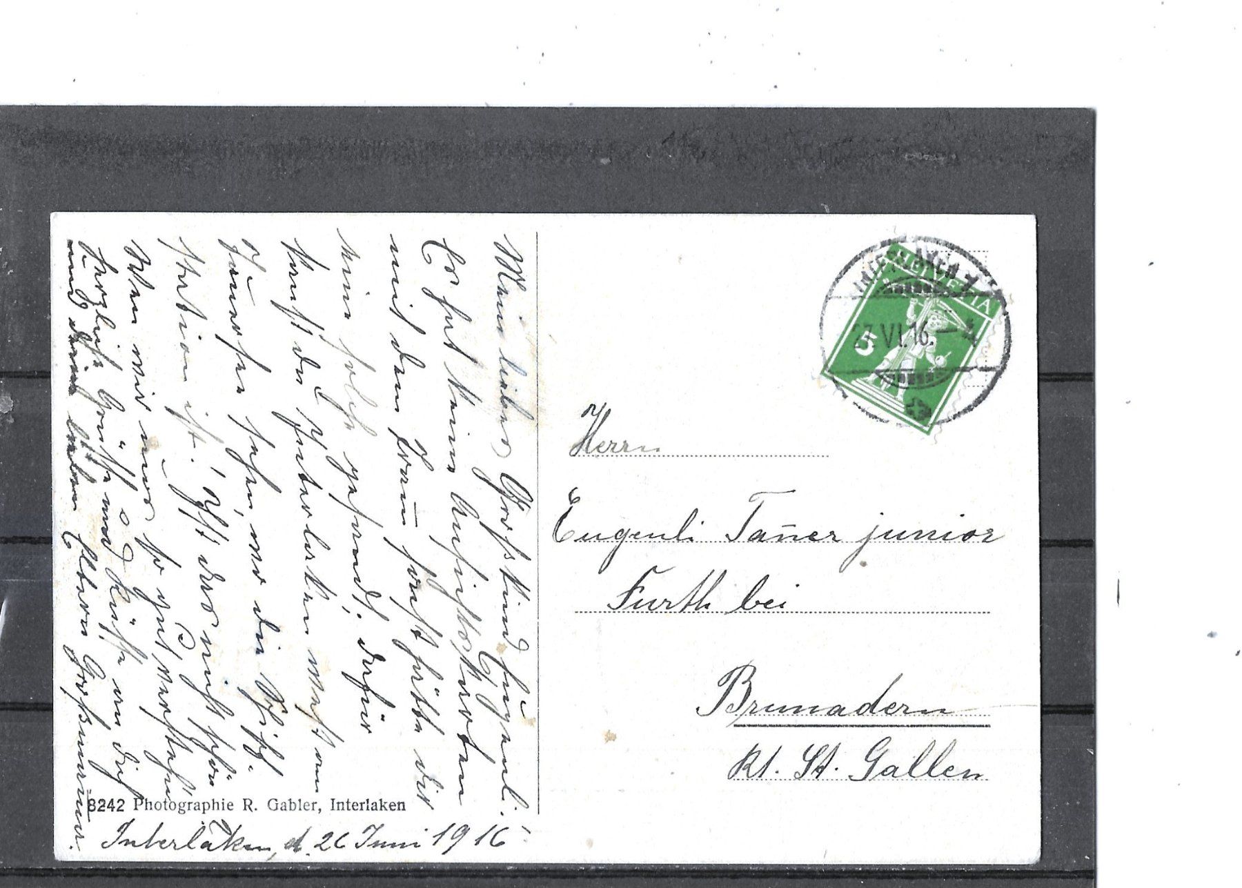 Cartoline postali: BE Interlaken 1916 Dampfschiffstation – Usato da Schocherswil venduto da Wilare 1
