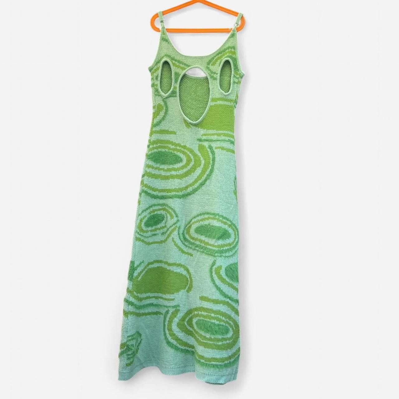 Vestiti: Gestricktes Maxi Sommerkleid hellgrün abstrakte Muster – Usato da Sion venduto da mol_9tmp 1