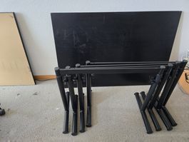 2 Tischplatten + 4 höhenverstellbare Metall-Untergestelle