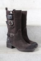 NEW Zara Buckled Split Suede Leather Boots