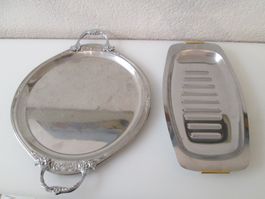 2  alte Metalltabletts,Serviertablett/ Servierplateau