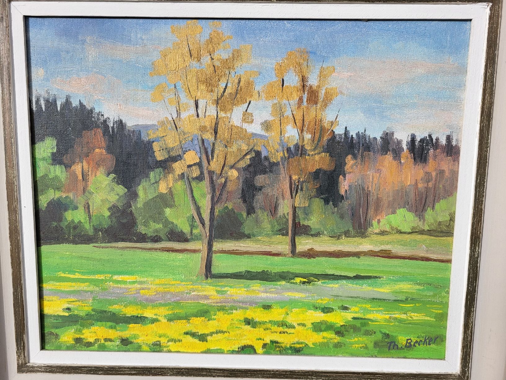 Dipinti: Joli petit tableau printanier par Th. Becker 80er. – Usato da Vevey venduto da oldiz 2
