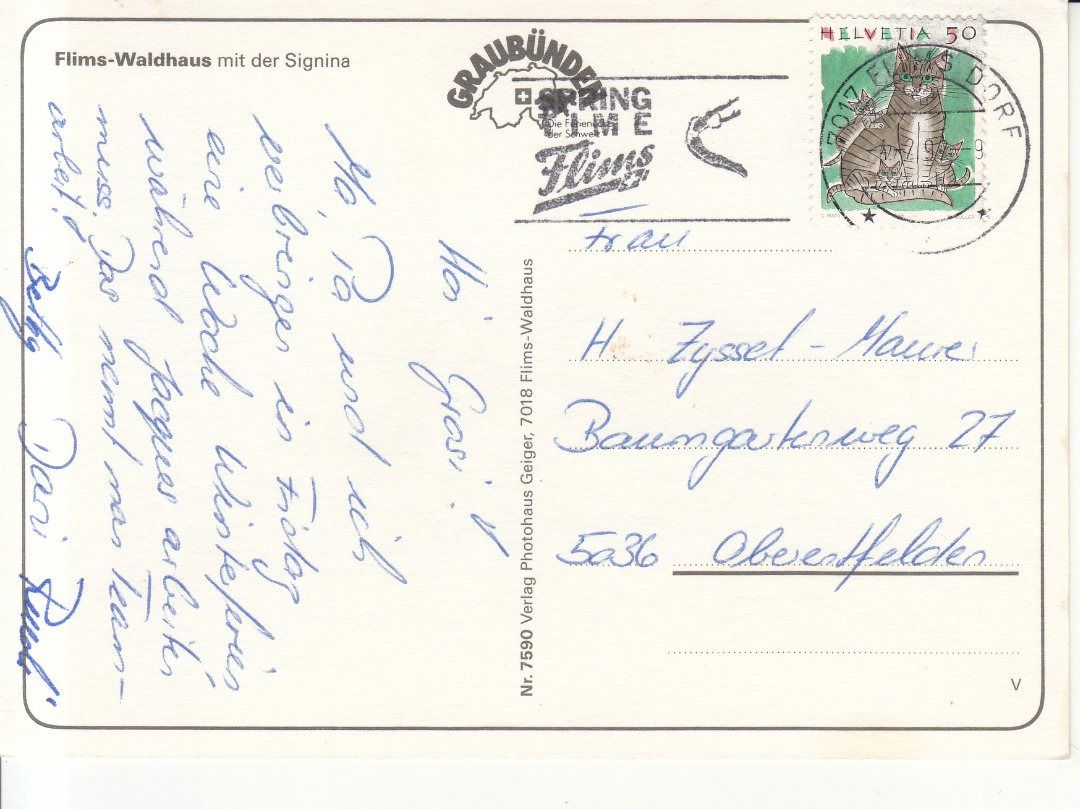 Cartoline postali: Flims 1992 – Usato da Bürglen TG venduto da StampGraf 1