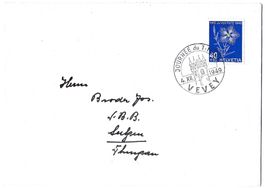 1949 Brief Tag der Briefmarke Vevey mit Pro Juventute Marke