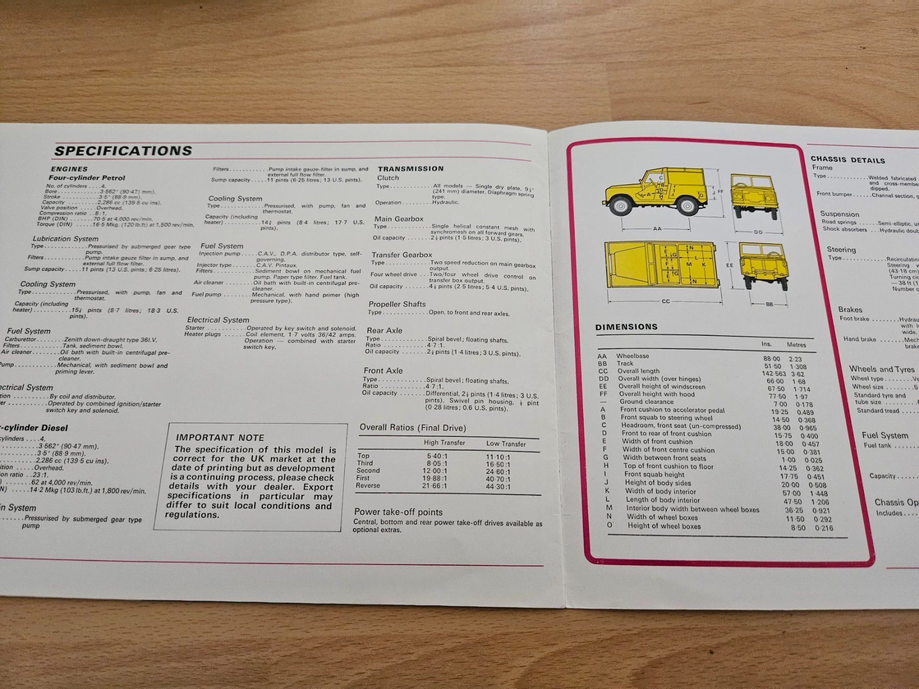 Land Rover Accessori per altri veicoli: Land Rover 88 Wheelbase Regular Prospekt 1974 xa – Usato da Flawil venduto da sr1_f6st 6