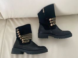 MUST HAVE - edle/stylische Stiefeletten, schwarz/gold, 39