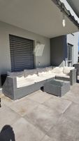 Garten-Lounge Set Polyrattan grau inkl. Kissenbox