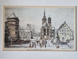 Stuttgart, Original Handabzug gerahmt stich