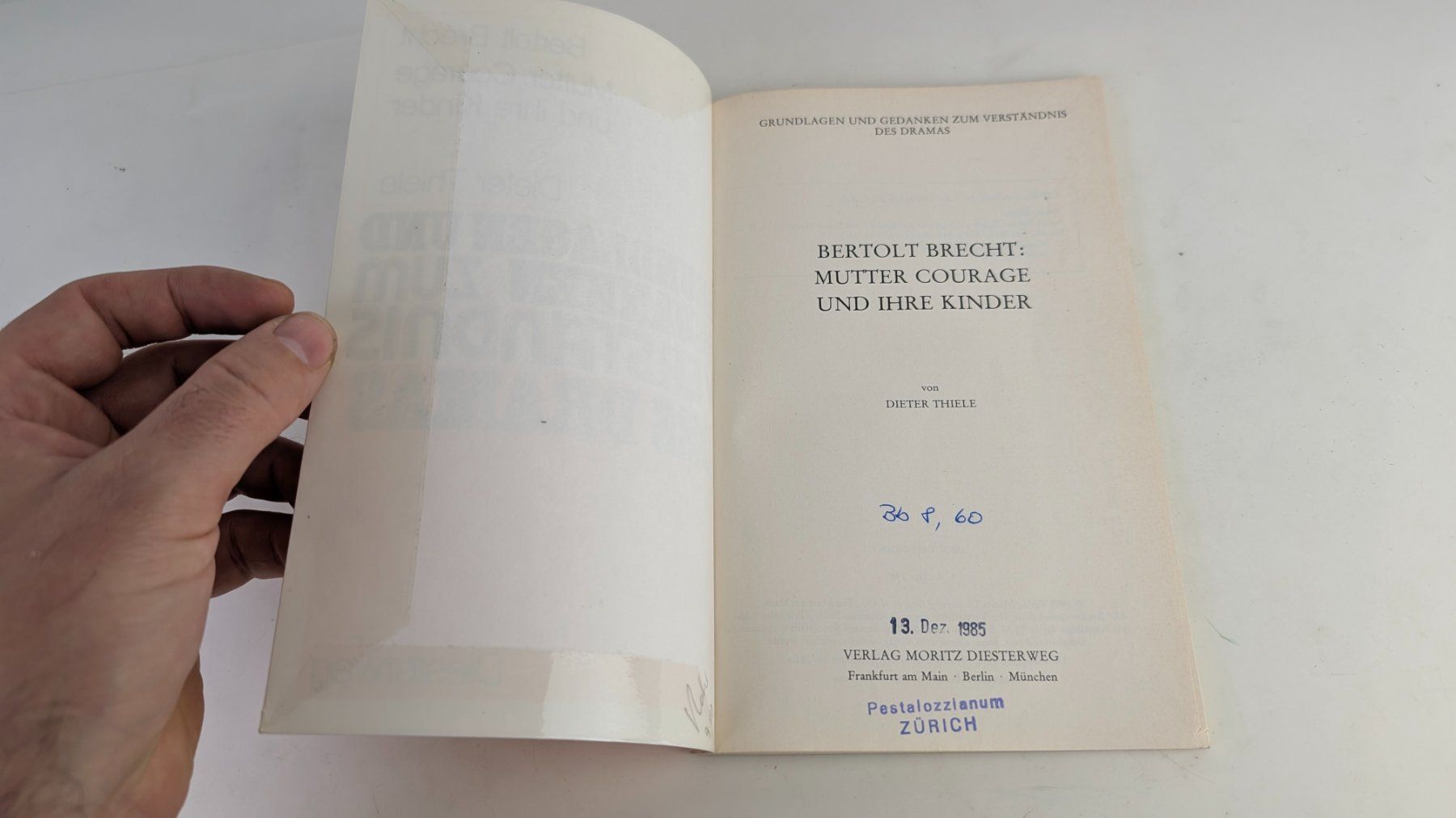 Libri: Mutter Courage – Interpretation, 1985 Dieter Thiele – Usato da Zürich venduto da 1.Simon 3