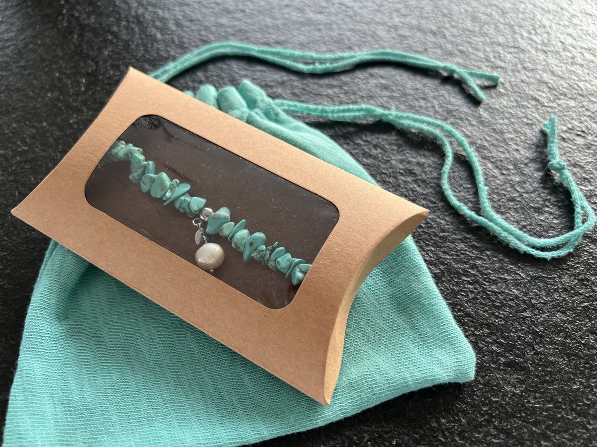 Bracciali & Braccialetti: Armband echte Türkis Steine und Perle – Nuovo e nell'imballaggio originale da HORGEN venduto da vladibarca10 2