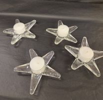 4 Teelichthalter Stern aus Glas transparent