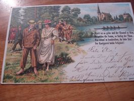 Kitschkarte "Kneipperei " 1900, farbig, Kneippkur, Barfuss