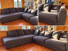 Ecksofa grau Stoffbezug gebrauchter Zustand