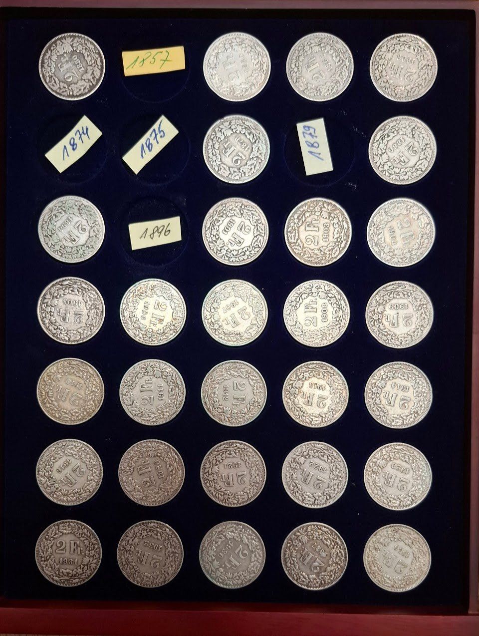 Tutti le monete: CHF___2.00 1850 à 2021 103 pièces – Usato da Fribourg venduto da Kiki020
