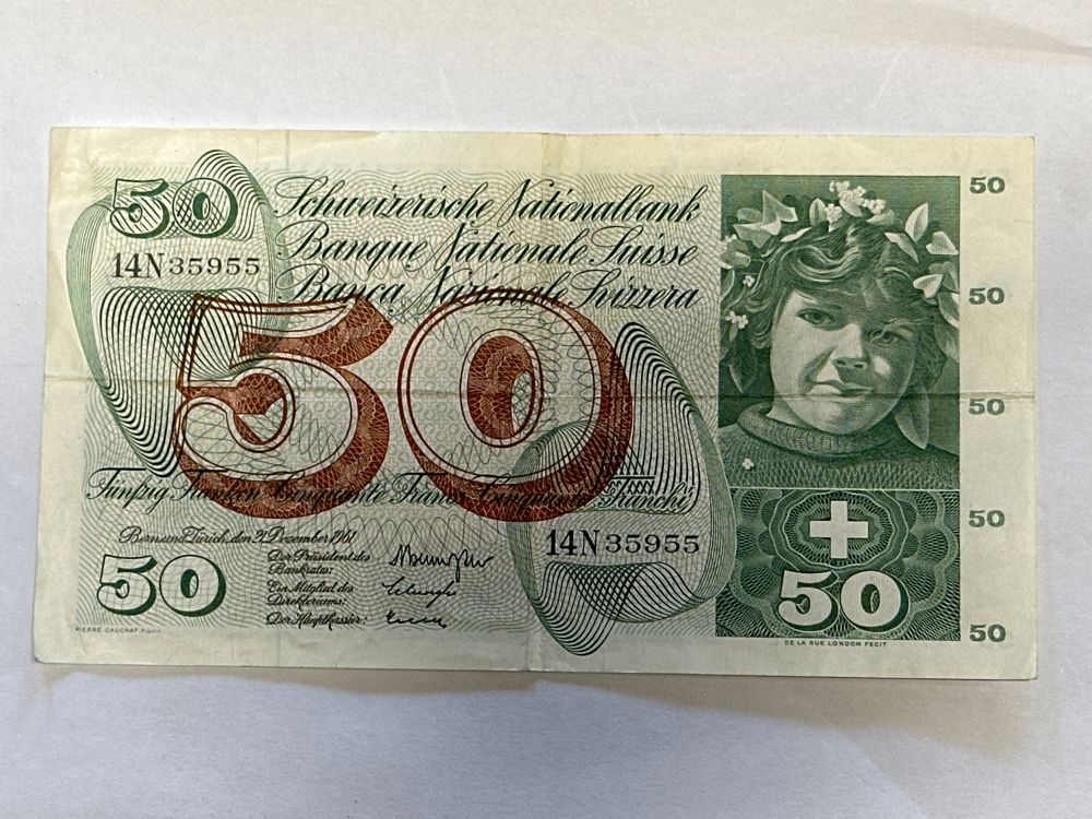 50 Fr.-Note Schweiz 1961 (Gebraucht) in Herisau für CHF 14 – mit ...