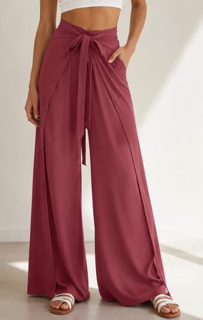 🤎🌴 Pantalon fluide porte-feuille bordeaux terracotta