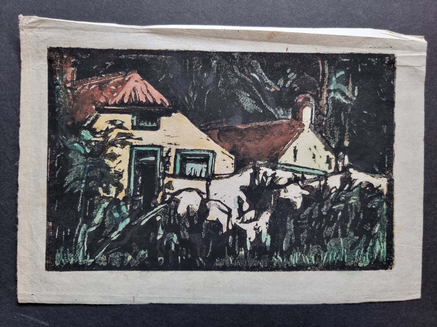 Xilografie: Künstler ? linolschnitt – Usato da Gersau venduto da grafik-kunst