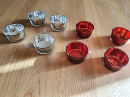 Teelicht Gläser Silber und rot
