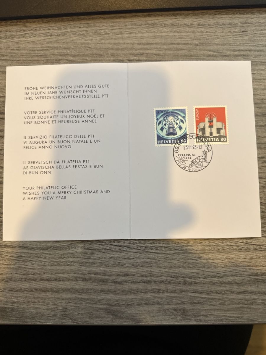 Alle Briefmarken: Weihnachtskarte PTT Philatelie 1993/94 mit Briefmarken – Neu (gemäss Beschreibung) aus Tafers von Re.Ts 1