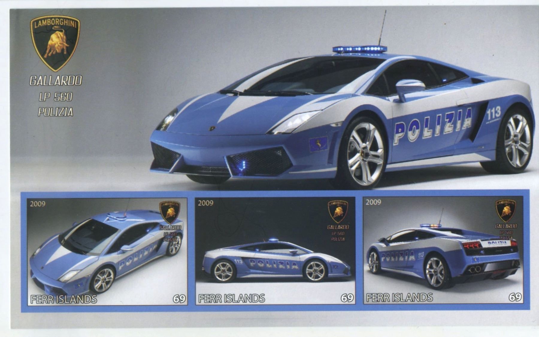 Tutti i francobolli: Block "Lamborghini Gallardo LP 560". Ferr Islands – Nuovo e nell'imballaggio originale da Basel venduto da Butsch5