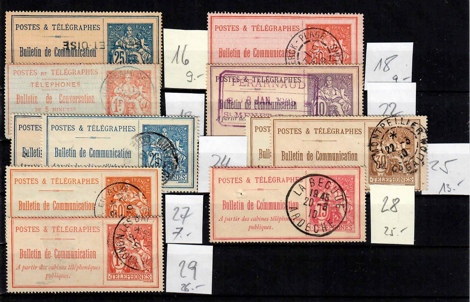 Tutti i francobolli: 1897-1906, Diverse Telefonmarken Frankreich – Usato da Adliswil venduto da Micoculier