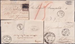 1863-1900, 43 TESSINER STRAHLENSTEMPEL, Briefe und V'seiten.