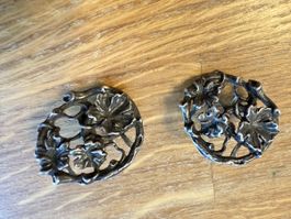 Vintage Sterling Silber Ohrclips Ohrringe Blätter Ranken