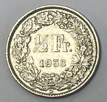 1/2 Franken - stehende Helvetia - 1958 B (Silber .835)