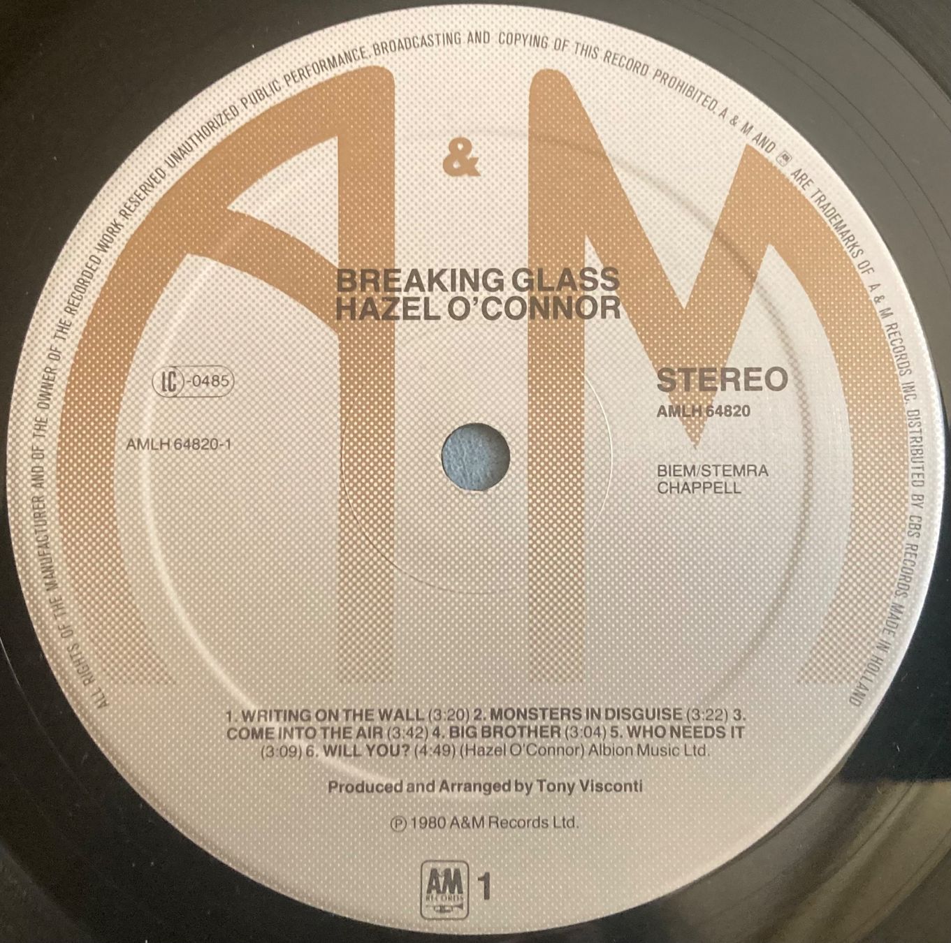Dischi in vinile: HAZEL O'CONNOR - BREAKING GLASS – Usato da Poliez-Pittet venduto da Newtown-Records 2