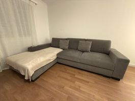 3-Sitzer-Eck-Schlafsofa aus grauem Stoff, gebraucht, in gute
