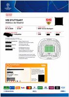 2 Tickets CL VfB Stuttgart vs Atletico Madrid 20.10.2026