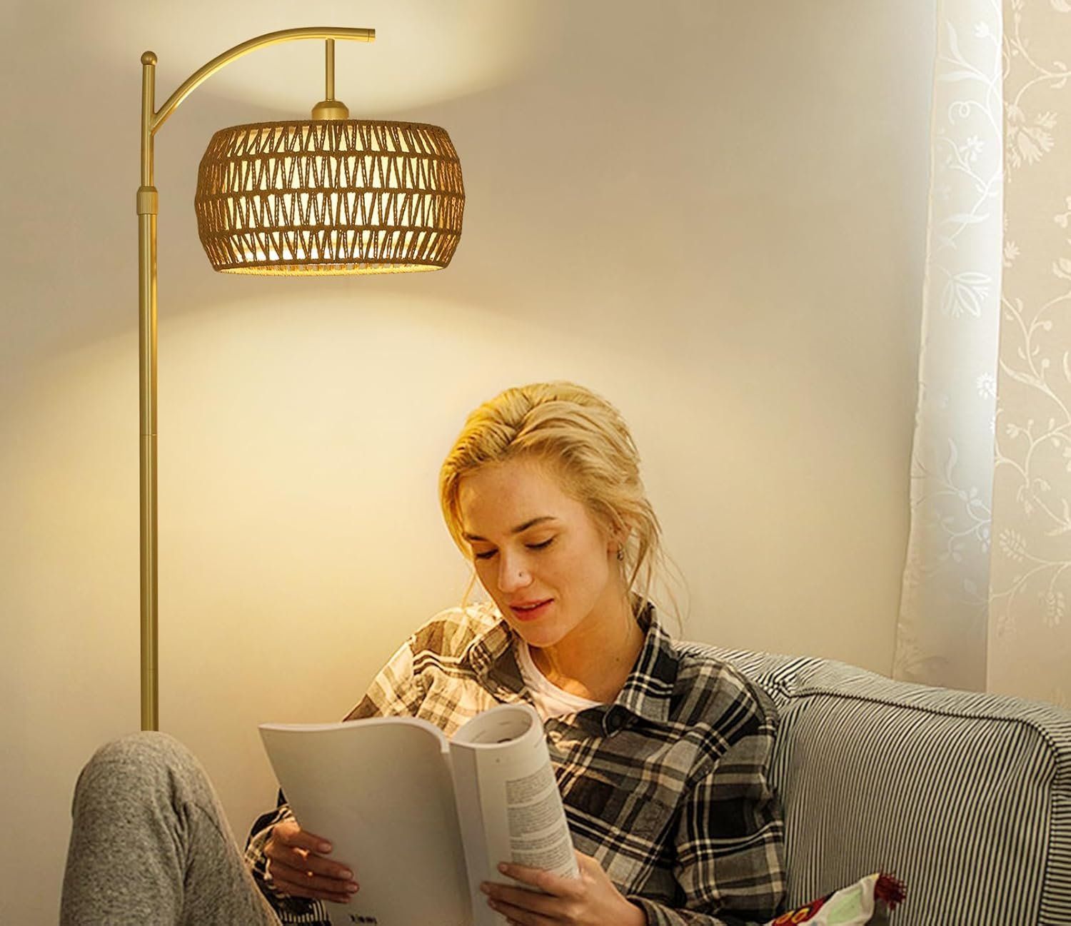 Lampade: Stehlampe Standleuchte Rattan Lampe dimmbar App LED E27 – Nuovo e nell'imballaggio originale da Wittenbach venduto da VELARO 3