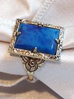 Antiker Lapislazuli Glas Ring, Art Déco, vergoldet Gr. 62
