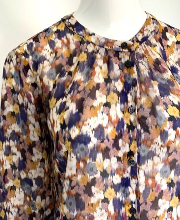 SET Bluse Viskose langarm, gemustert braun blau - EU 36
