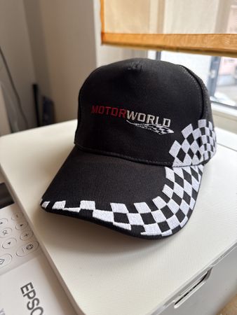 MOTORWORLD Cap schwarz-weiss kariert neuwertig