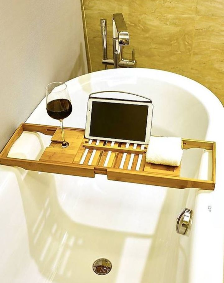 Vasche da bagno: Premium Badewannenablage aus Bambus – Nuovo e nell'imballaggio originale da Baar venduto da Laedeli24-Baar 2