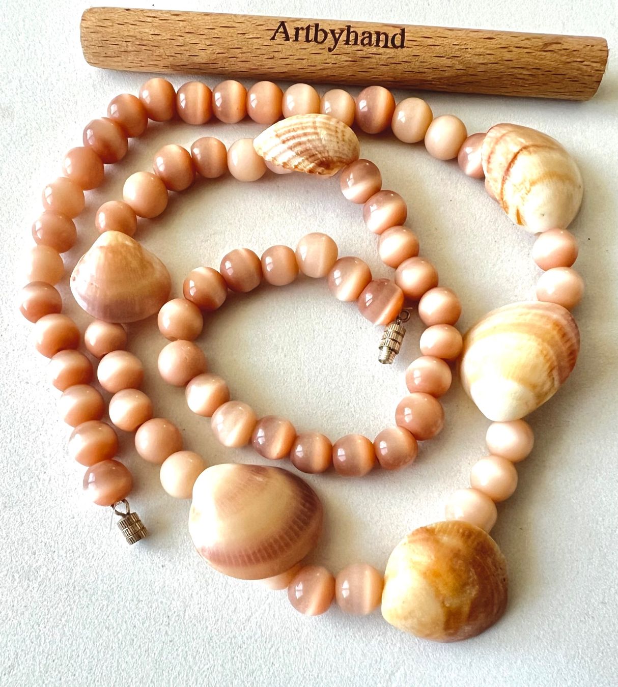 Catenine: Handgefertigte Longkette Katzenaugen & echte Muscheln – Usato da Ruswil venduto da artbyhand 7