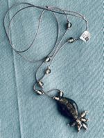 Neue Kette aus Indien, Glas, Grau, Länge verstellbar