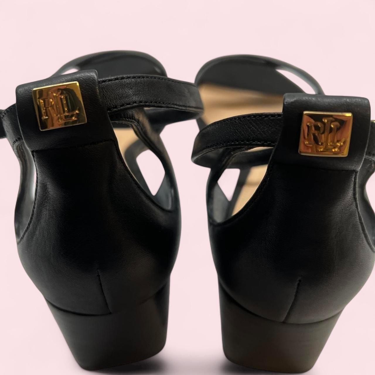 Ralph Lauren Damenschuhe: Ralph Lauren Sandalen Heels Folly schwarz 40 8.5 Leder gold – Neu und originalverpackt aus Stäfa von Schatztruhe05 4