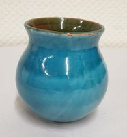 Signierte kleine Keramik Vase blau