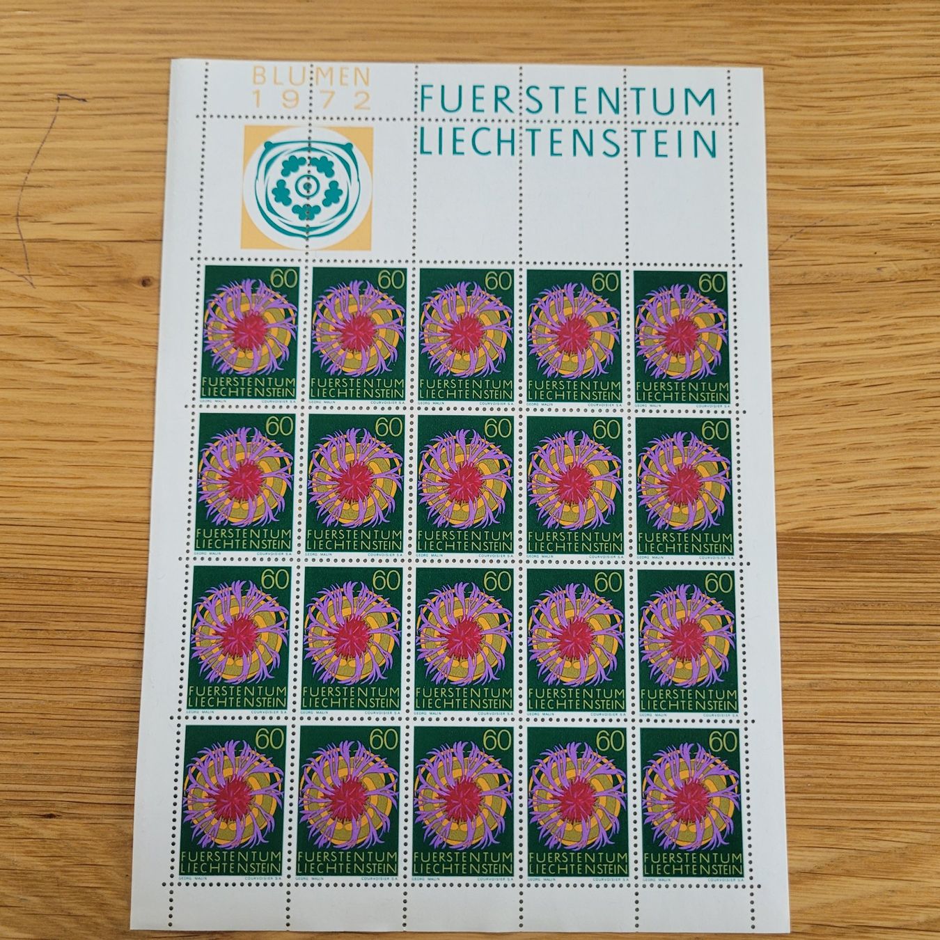 Tutti i francobolli: Kleinbogen Liechtenstein 1972 – Usato da Biel/Bienne venduto da Destockweb