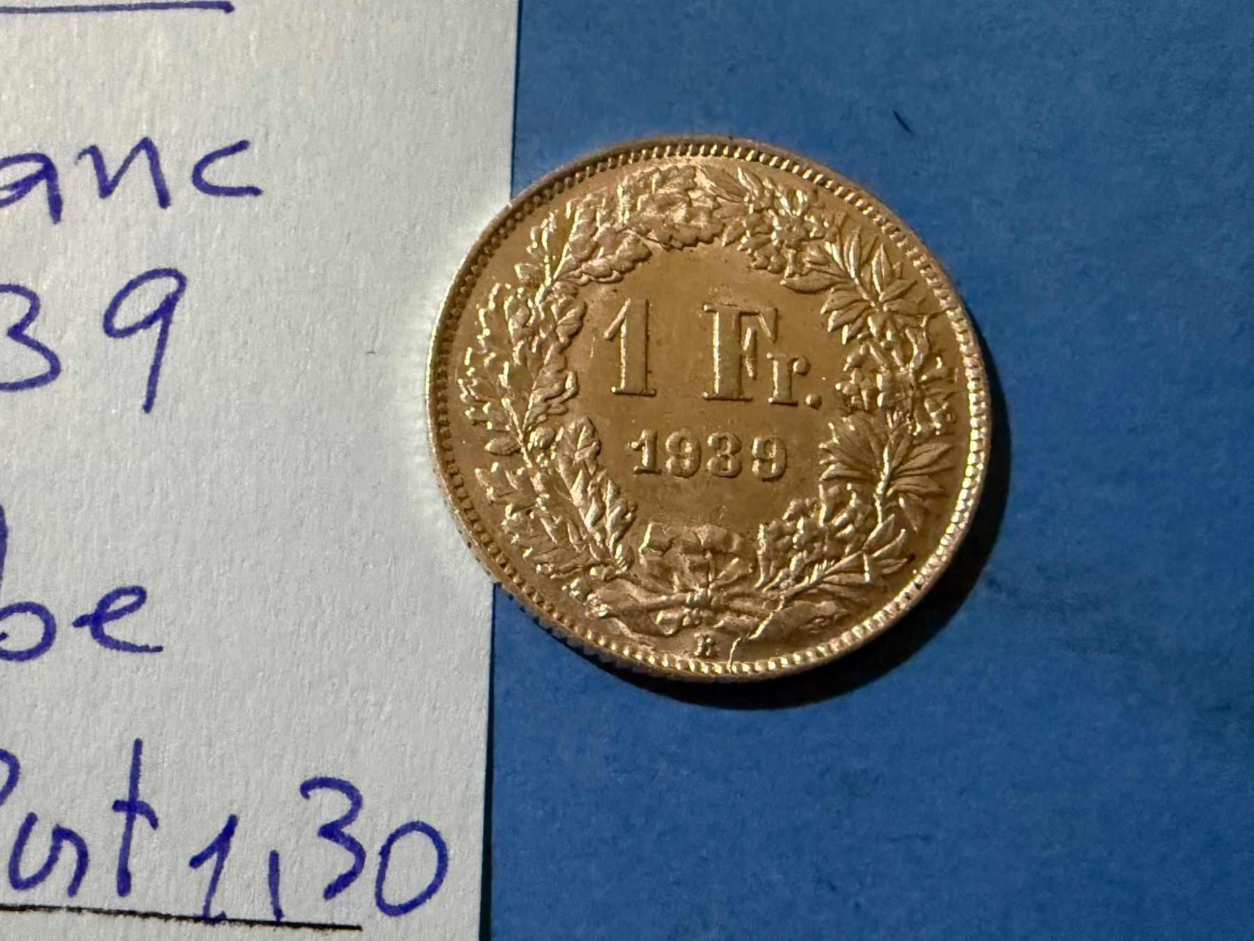 Tutti le monete: SUISSE : 1 FRANC 1939 - SUPERBE – Usato da genève venduto da GEnumist 1