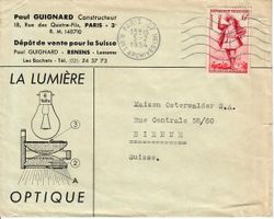 Brief, Paul Guignard Paris - Biel 1954