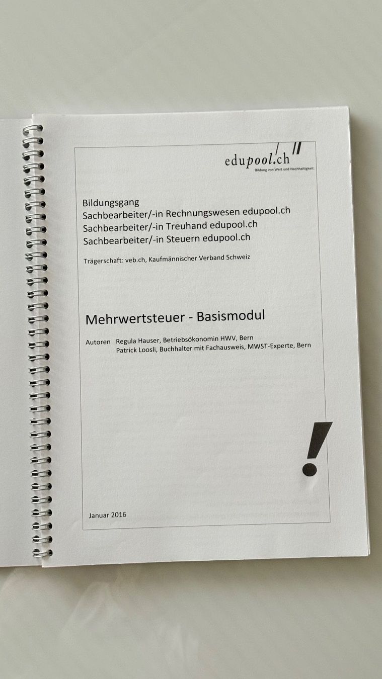 Bücher: Mehrwertsteuer-Basismodul von edupool.ch, neuwertig! – Gebraucht aus Jonen von BMWE369 2