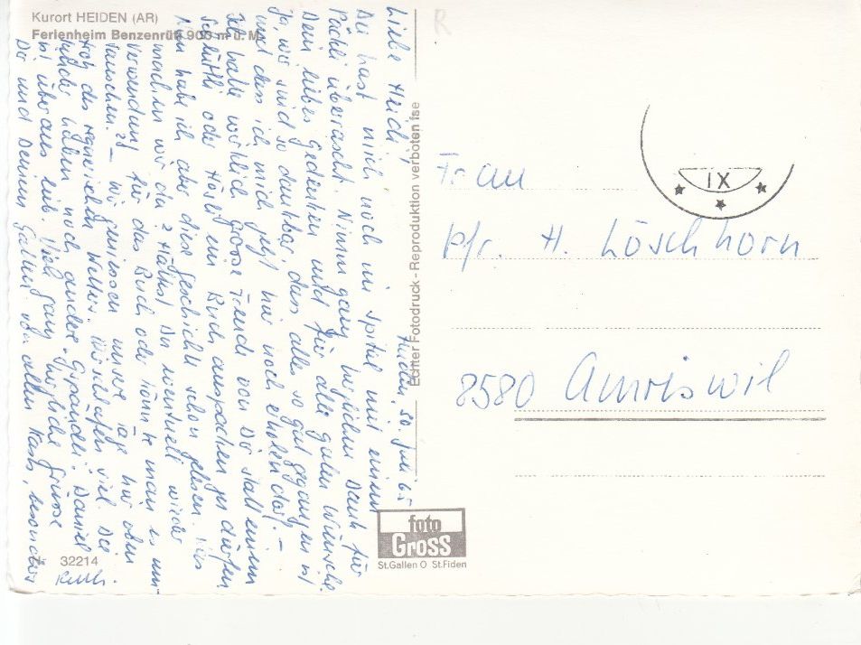 Cartoline postali: Heiden Benzenrüti 1965 – Usato da Bürglen TG venduto da StampGraf 1