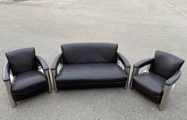 Art Deco 2 Sitzer Clubsofa Inox braun